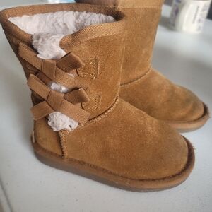 Koolaburra Tan Kids Boots with Bow Detail